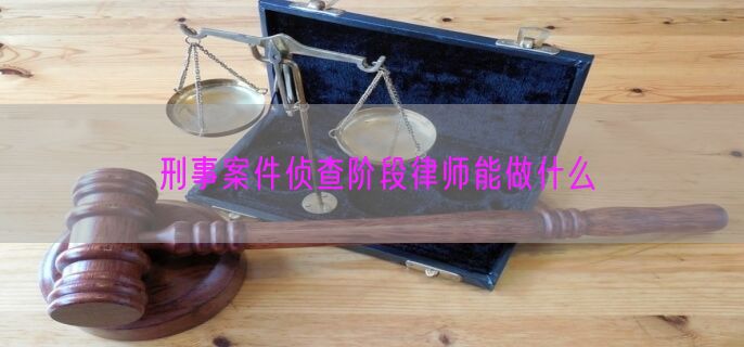 刑事案件侦查阶段律师能做什么