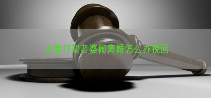 夫妻打架老婆闹离婚怎么办挽回